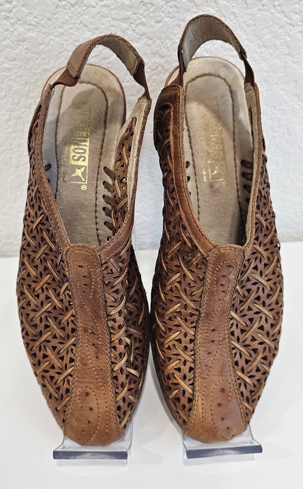 Pikolinos Women’s Brown Leather Slingback Shoes Laser Cut Comfort EU 35 US 5