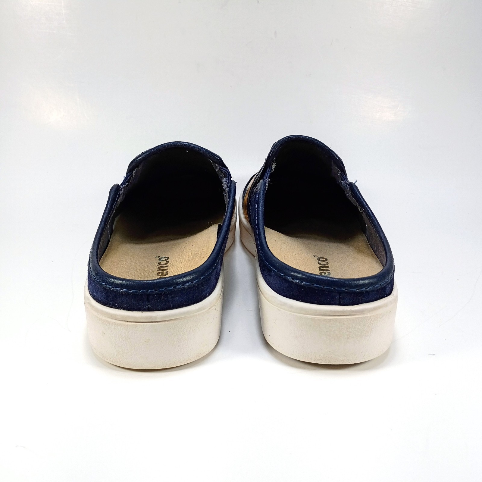 Spenco St Barts Womens 7 Navy Blue Suede Slip On Orthopedic Mules Shoes