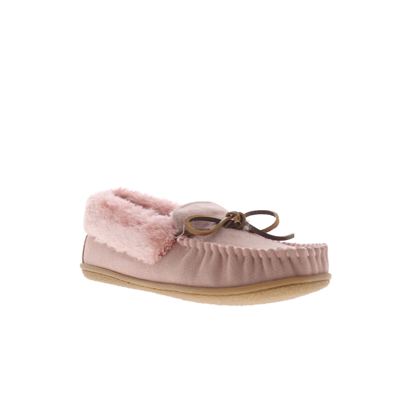 Minnetonka Camp Collar Moc 40798 Womens Pink Suede Moccasin Slippers Shoes 8