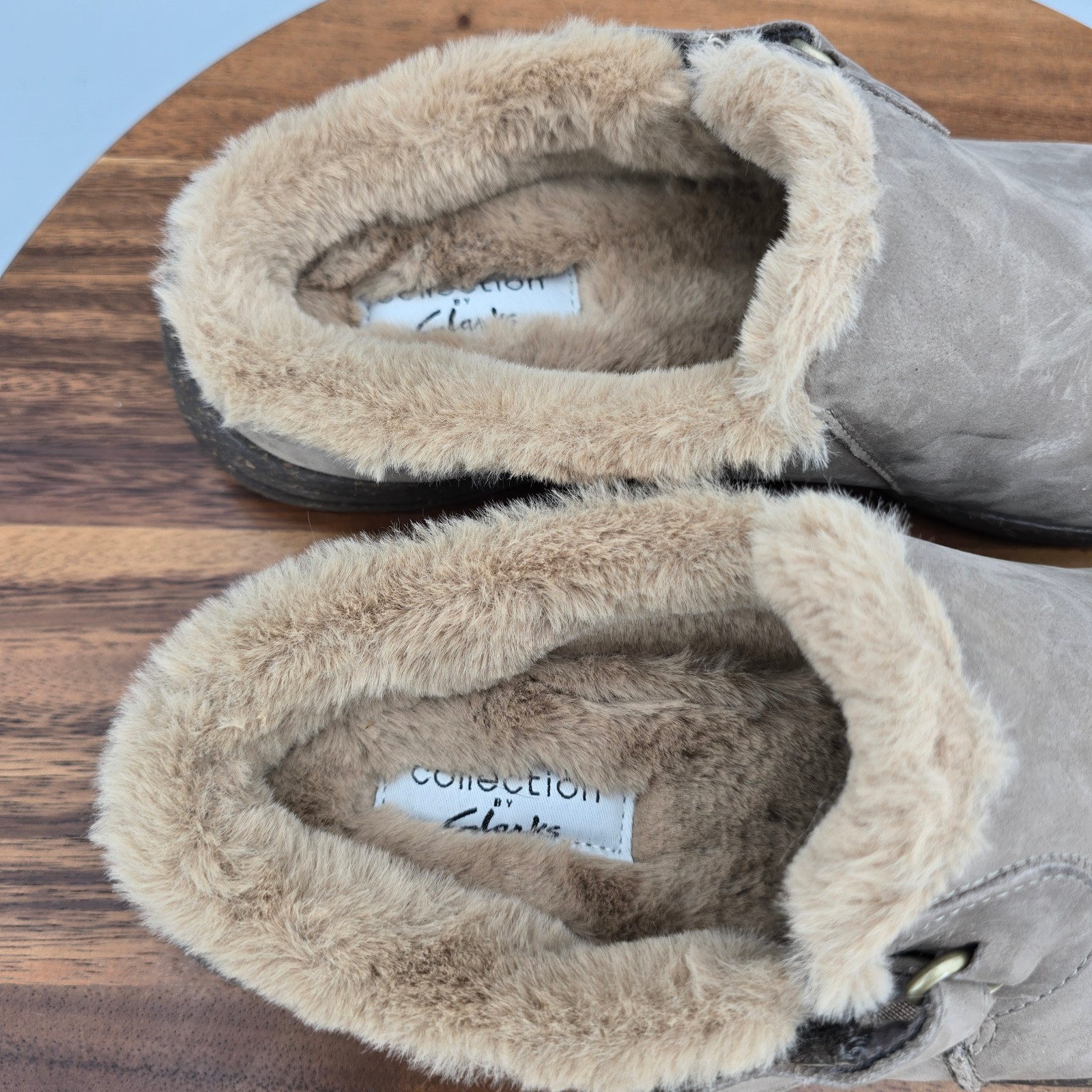 Clarks Shoes Womens 8.5 M Dark Taupe Leather Roseville Lined Strap Comfort Clogs