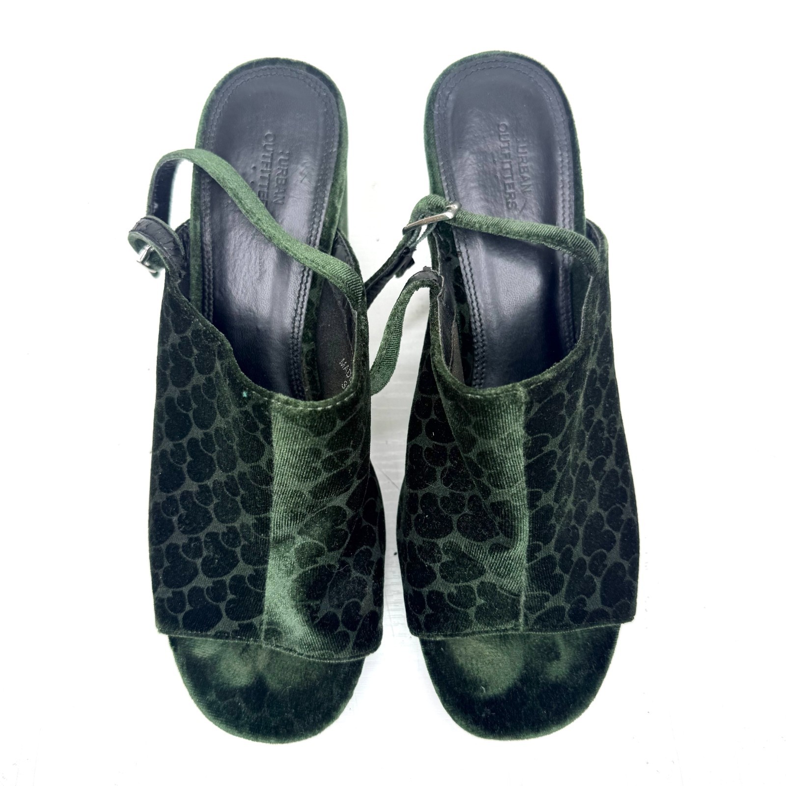 URBAN OUTFITTERS Velvet Hearts Peep Toe Boho Hippie Platform Mule Heels 40 10