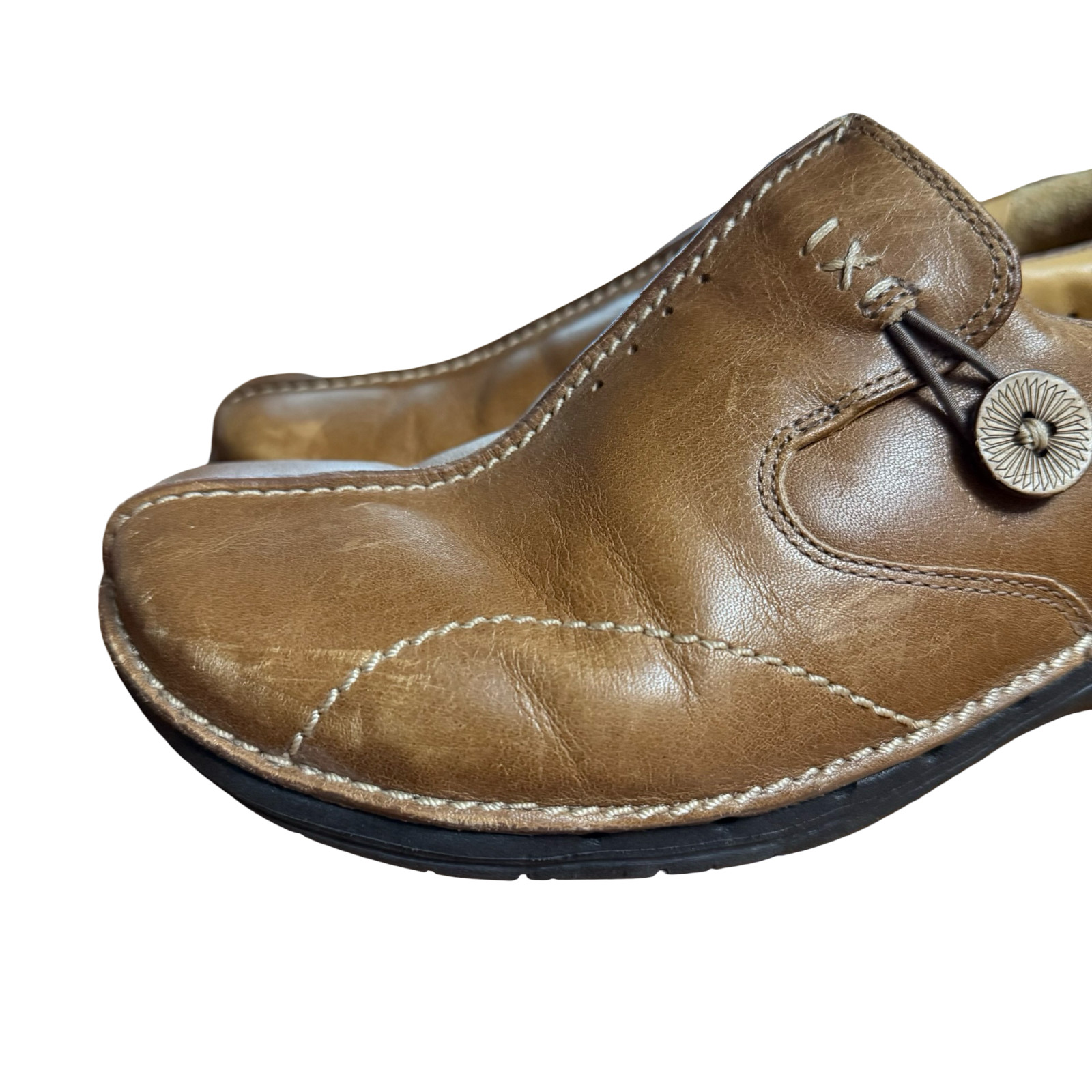 Clarks Unstructured Un Loop Tan Slip On Leather Loafers Comfort Shoes Flats 8 W