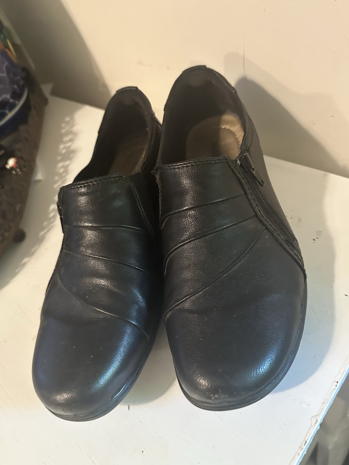 Michel M Black Leather Slip On Comfort Shoes Women’s Size 10 Medium Loafers