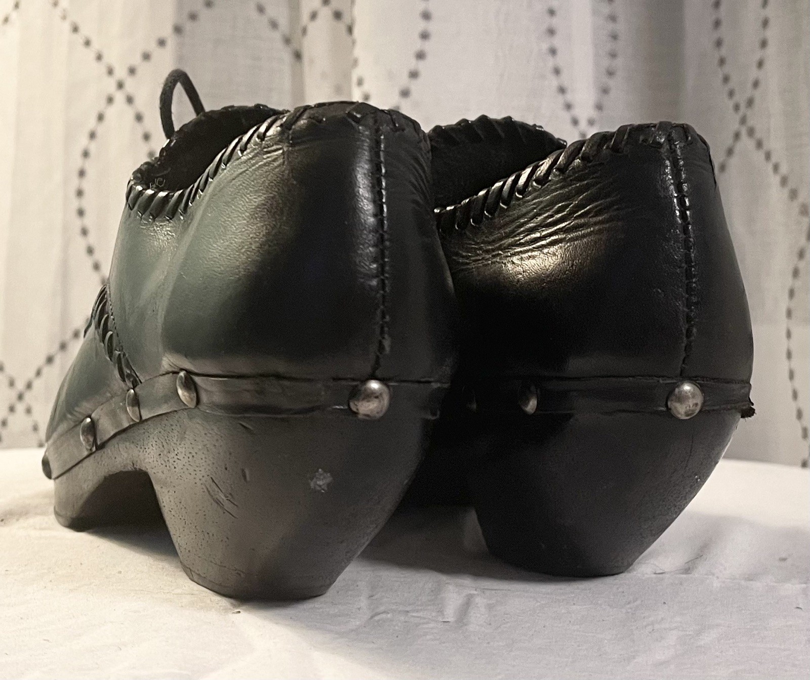 Pina Colada Size 10 Leather Wood Western Boho Studded Clogs Made in Spain