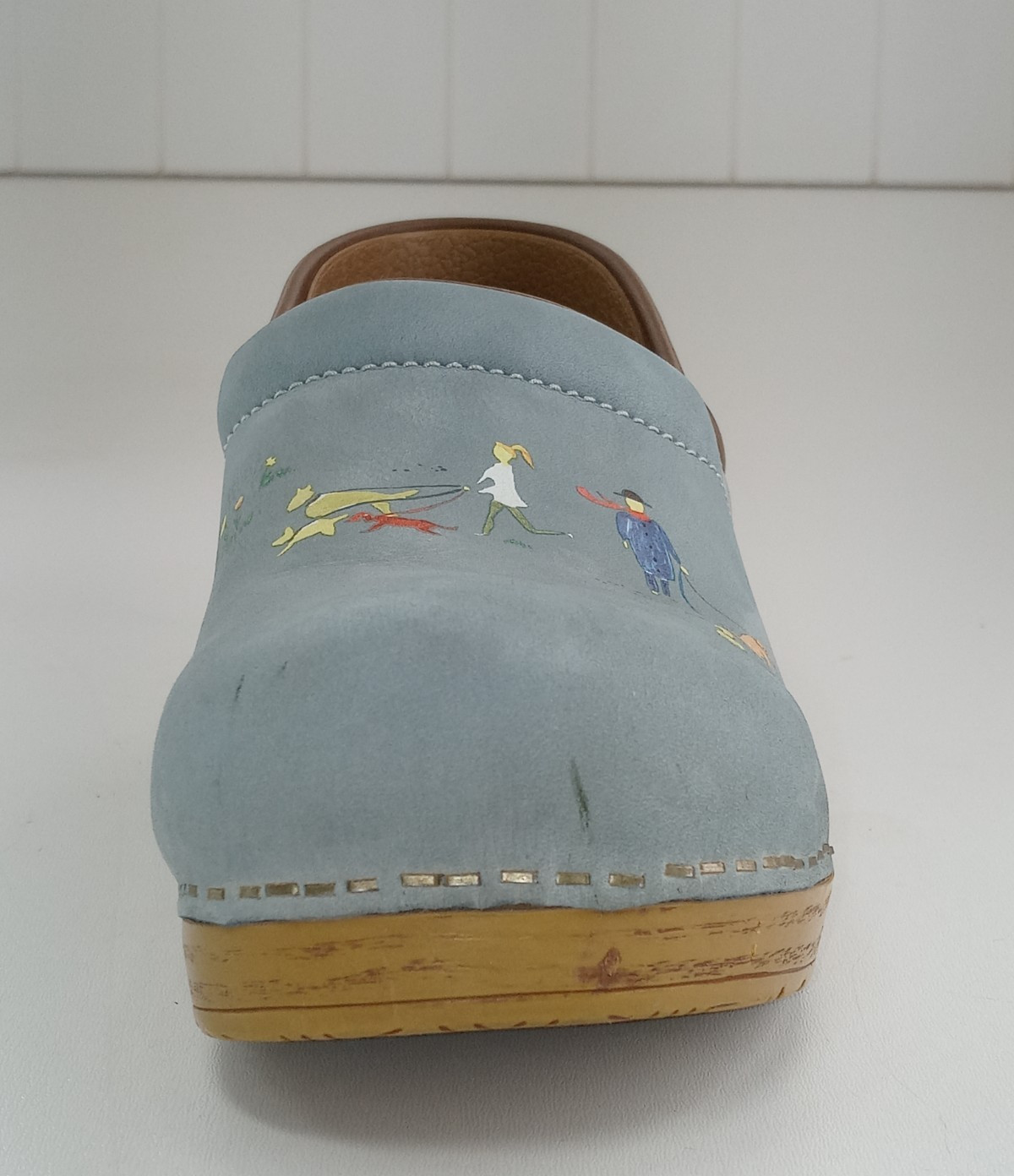 Dansko Twin Pro Dog Walkers Milled Nubuck Women’s Clogs Blue/Brown Sz 40/9-9.5