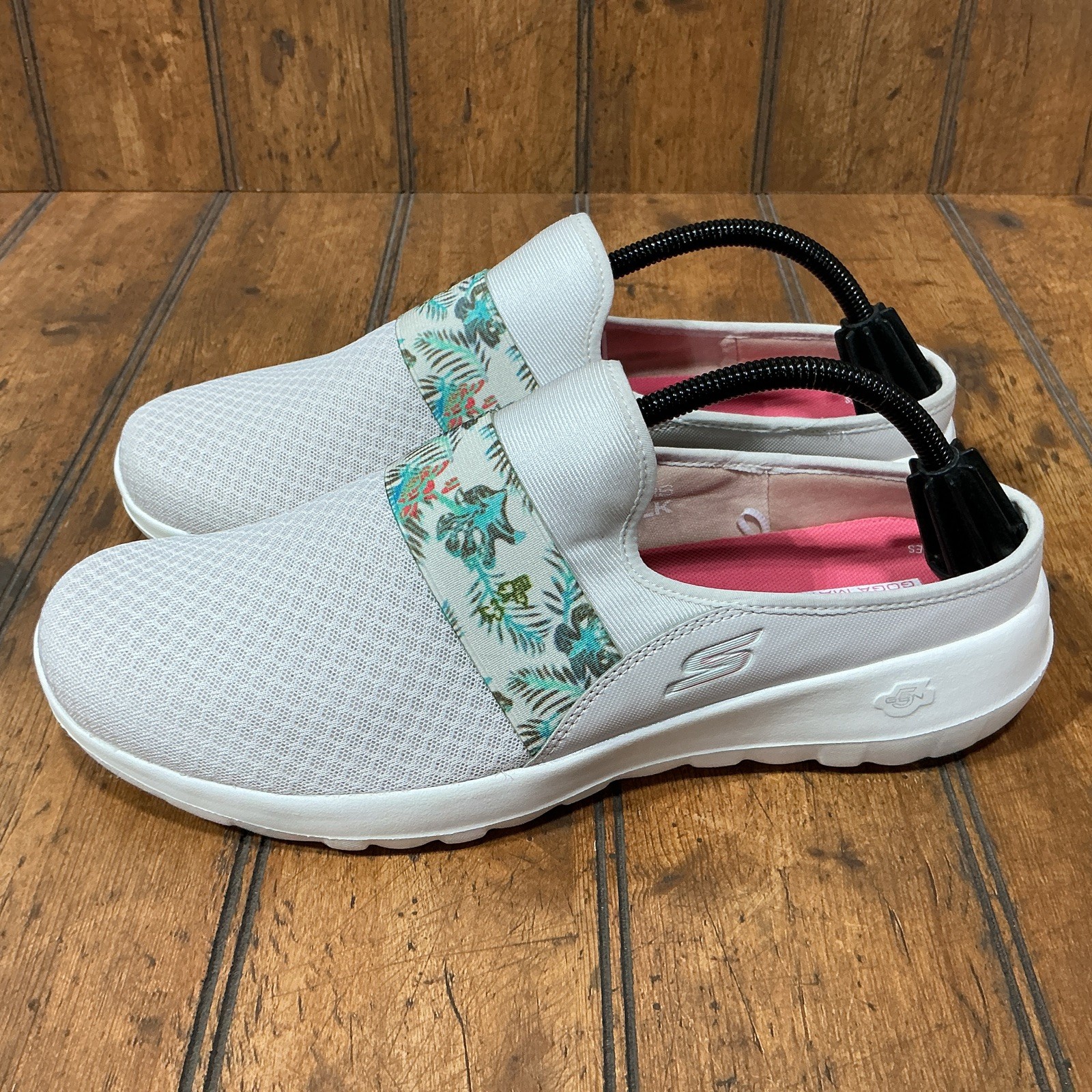 Skechers Go walk Womens Tropical Oasis White Mules Slip On Shoes 124713 Size 11