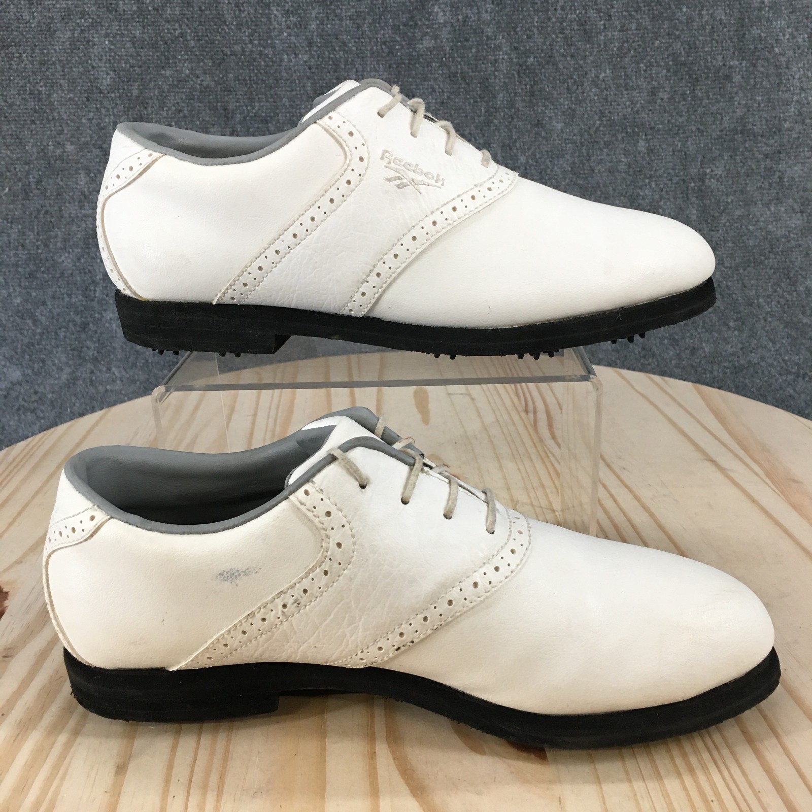Reebok Golf Shoes Womens 8.5 Classic Lace Up Brogues Oxford Cleats White Leather