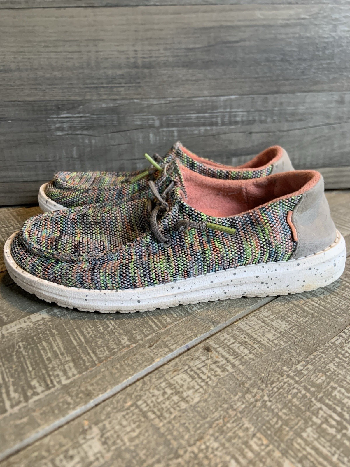 Hey Dude Wendy Sox Aurora White Rainbow Women’s Size 6 Slip On Loafer Sneakers