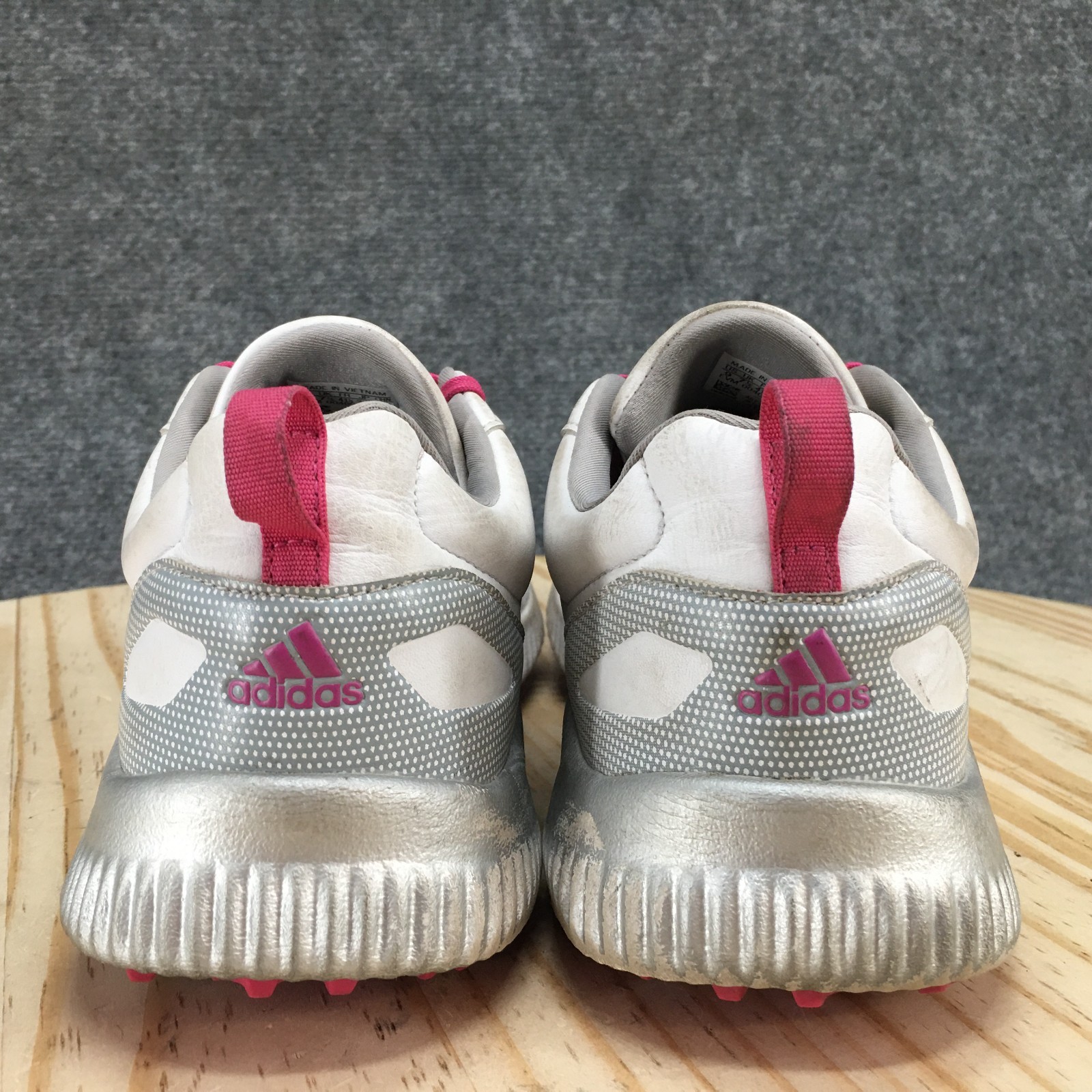 Adidas Shoes Womens 9.5 Bounce Golf Sneakers White Leather Lace Up Sports AC8283