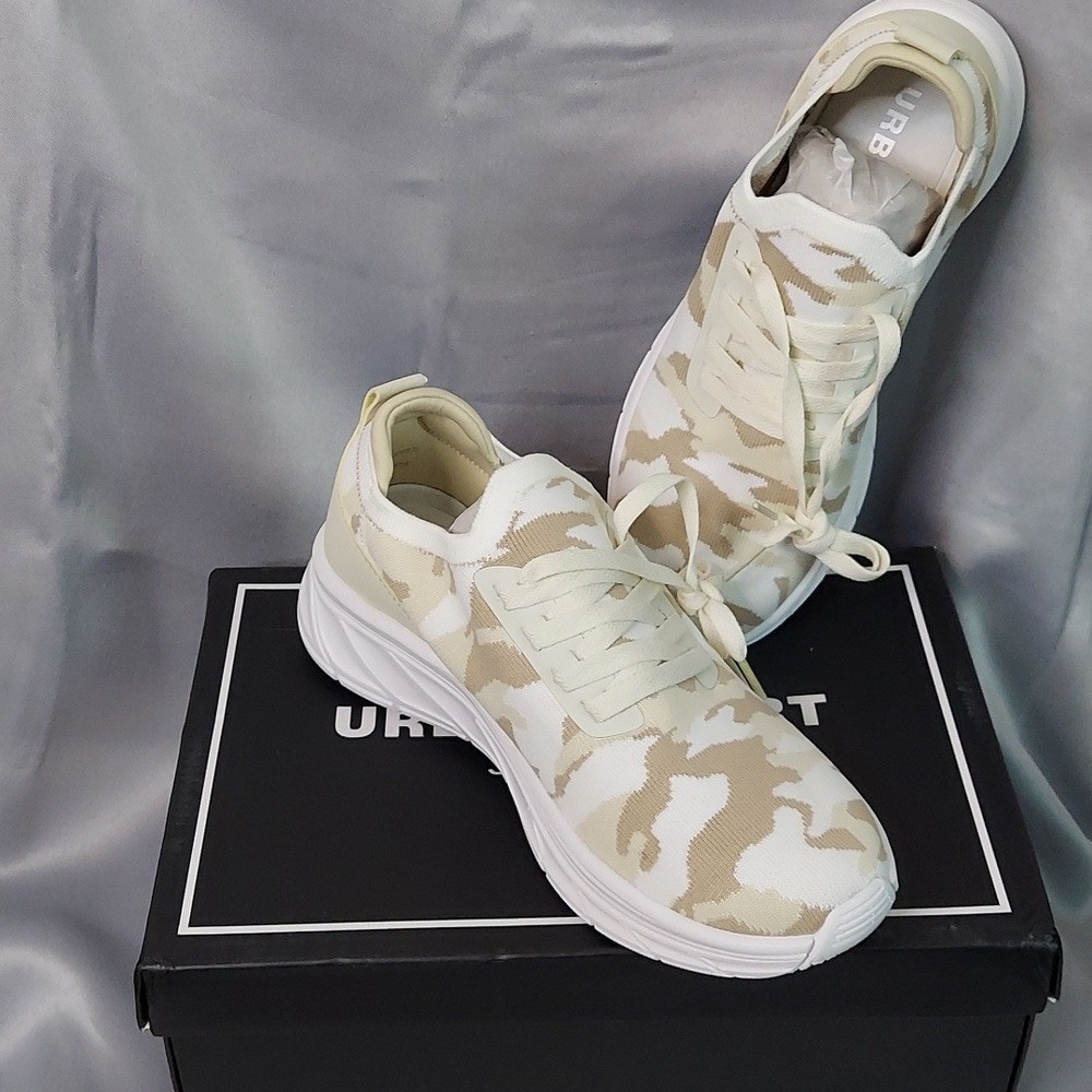 Urban Sports “Hattie” Shoes By J/Slides, Size 8 Wide, Camo Beige, White, NEW!