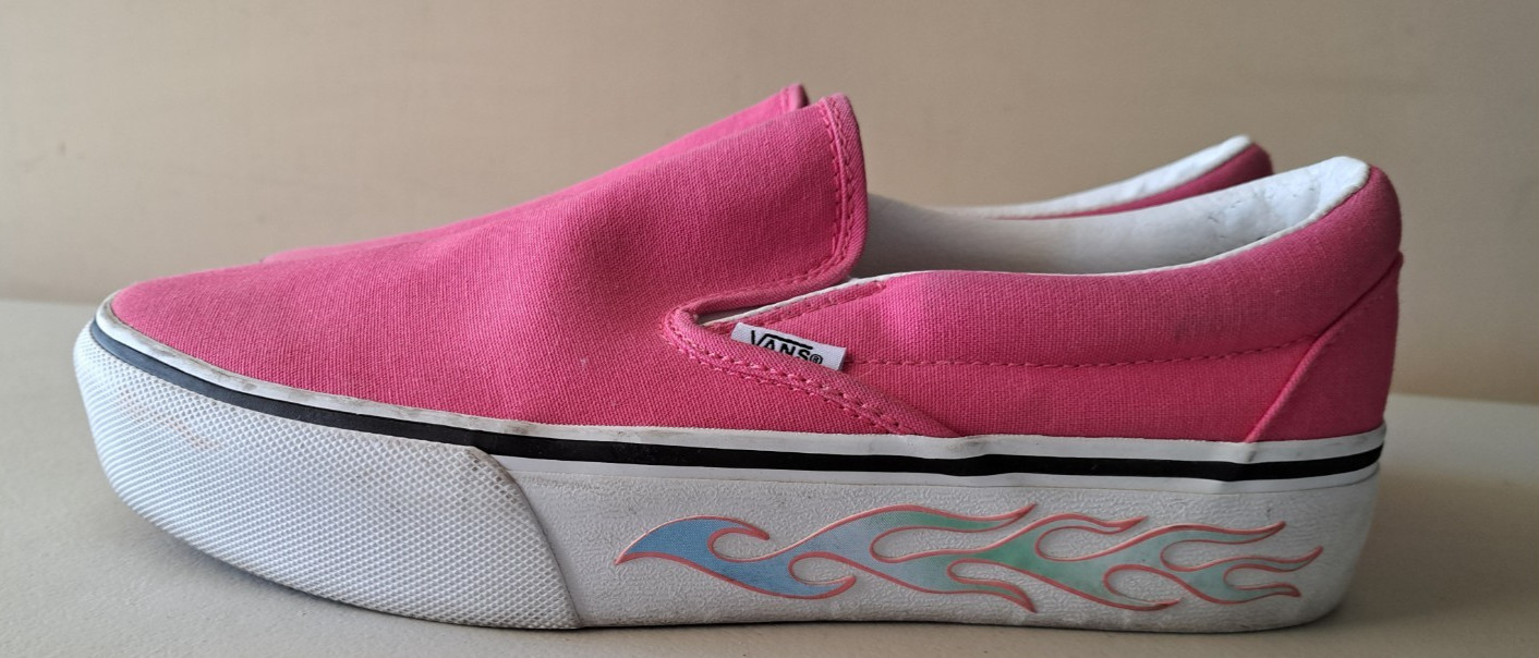 Vans Classic Slip On Sidewall Flame Pink Shoes Women’s 9 Men’s 7.5 EUC