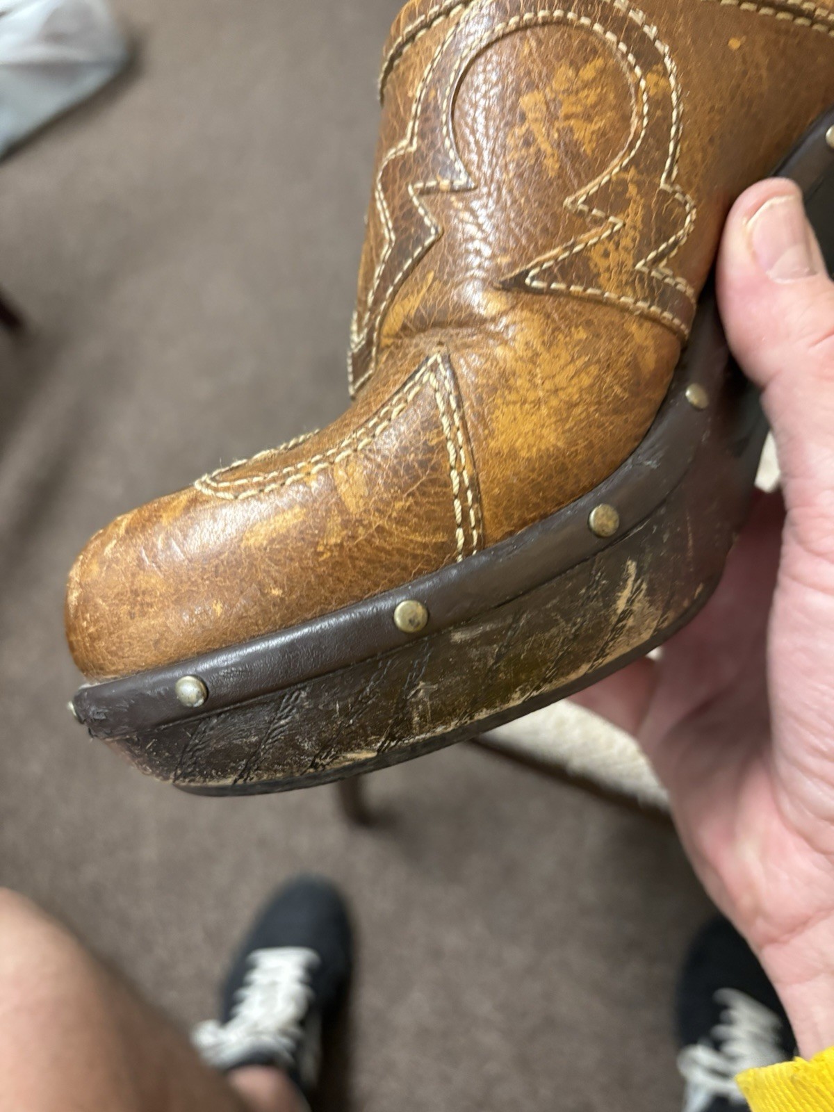 Sonora Western Clogs Brown Leather Mule Cowboy Vintage Bohemian Shoes 7.5 M