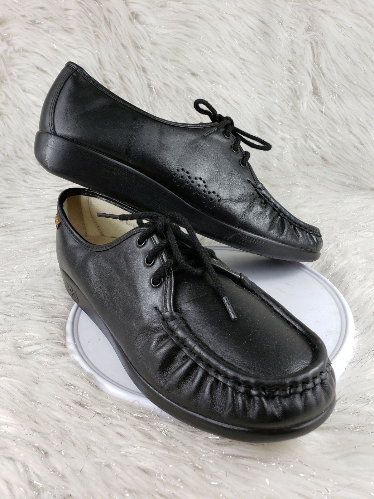 SAS Handsewn Black Leather Moc Toe Loafers Black Size 10.5 M