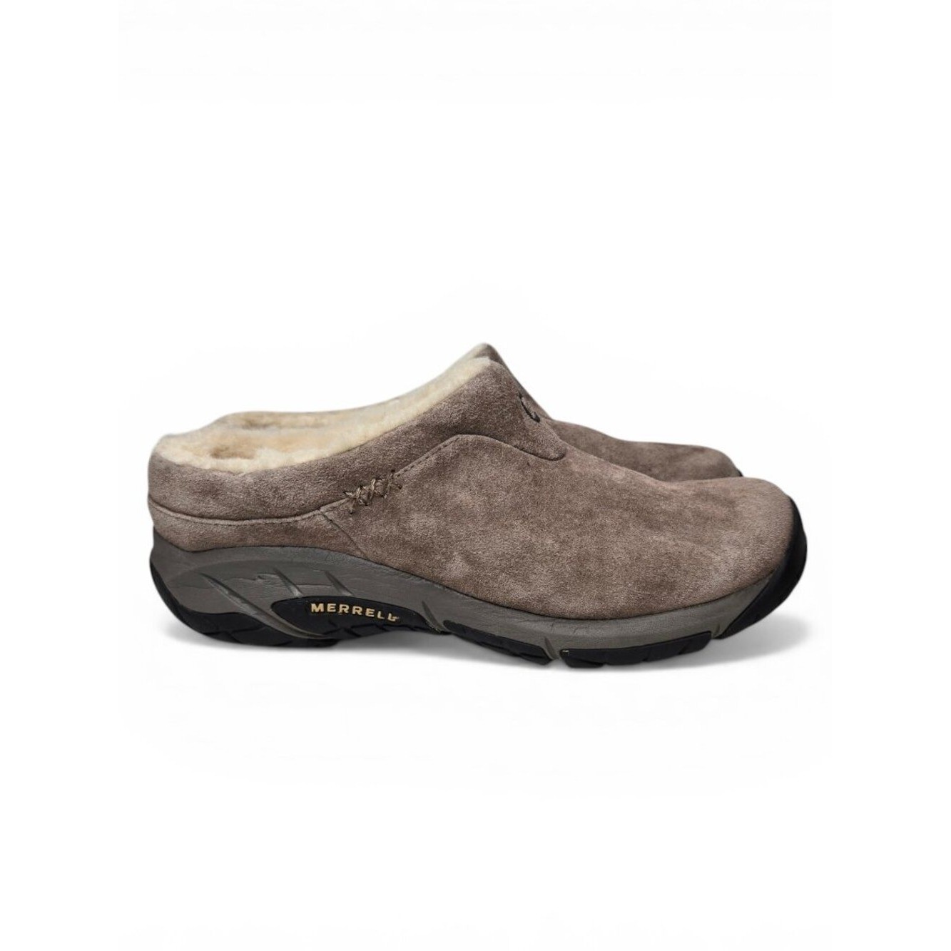 Merrell Encore Fur Lined Suede Mules Women Tan Cozy Slip On Hiking Outdoor 7