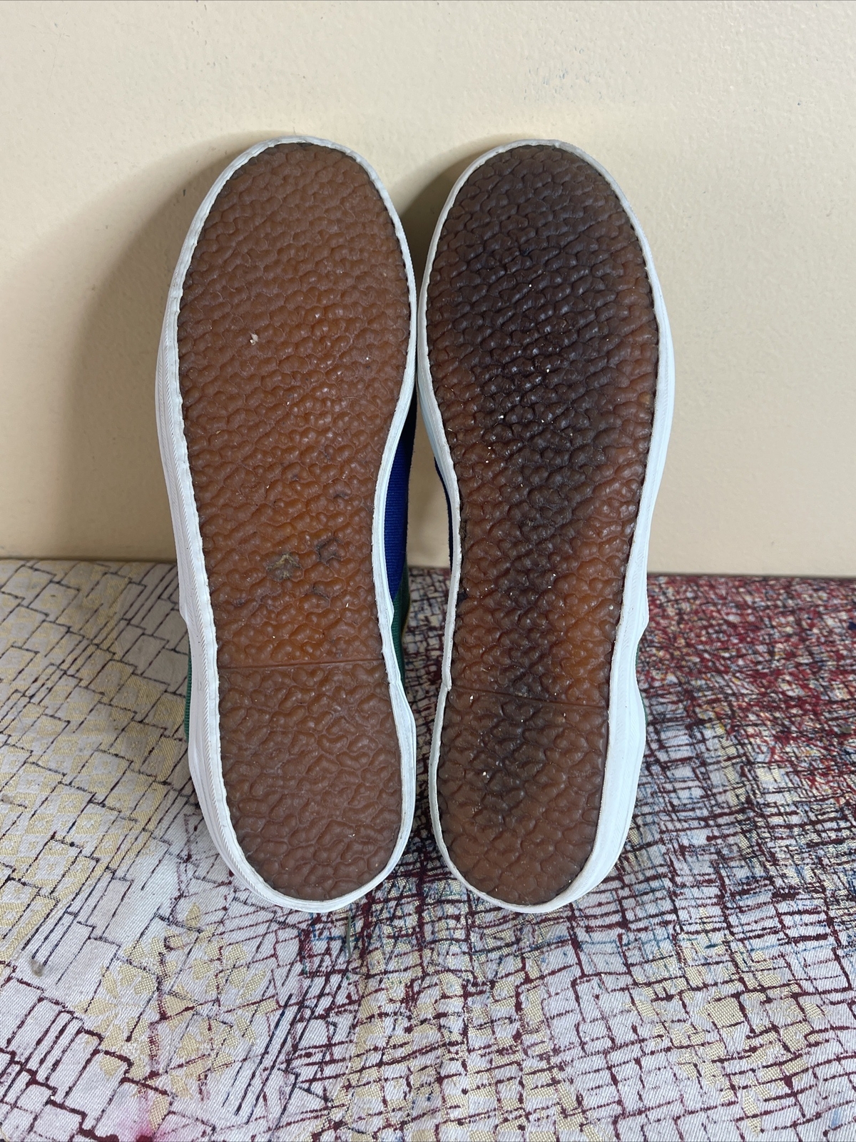 Vintage ESPRIT sz 7.5 Canvas Shoes Sneakers Color Block 80s 90s Retro Green Blue