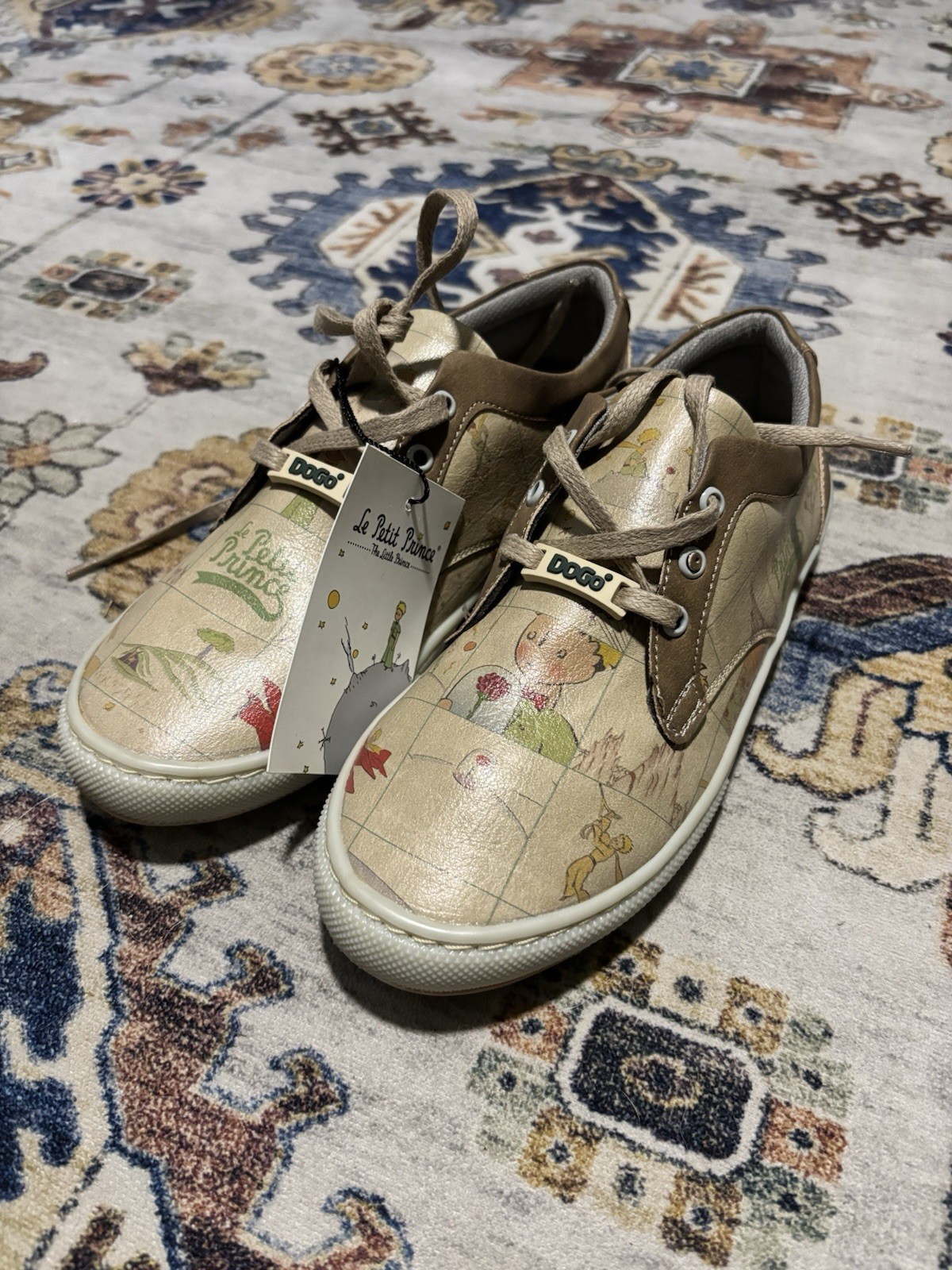 DOGO Le Petit Prince Leather Graphic Print Low Top Lace-Up Sneakers US 6.5