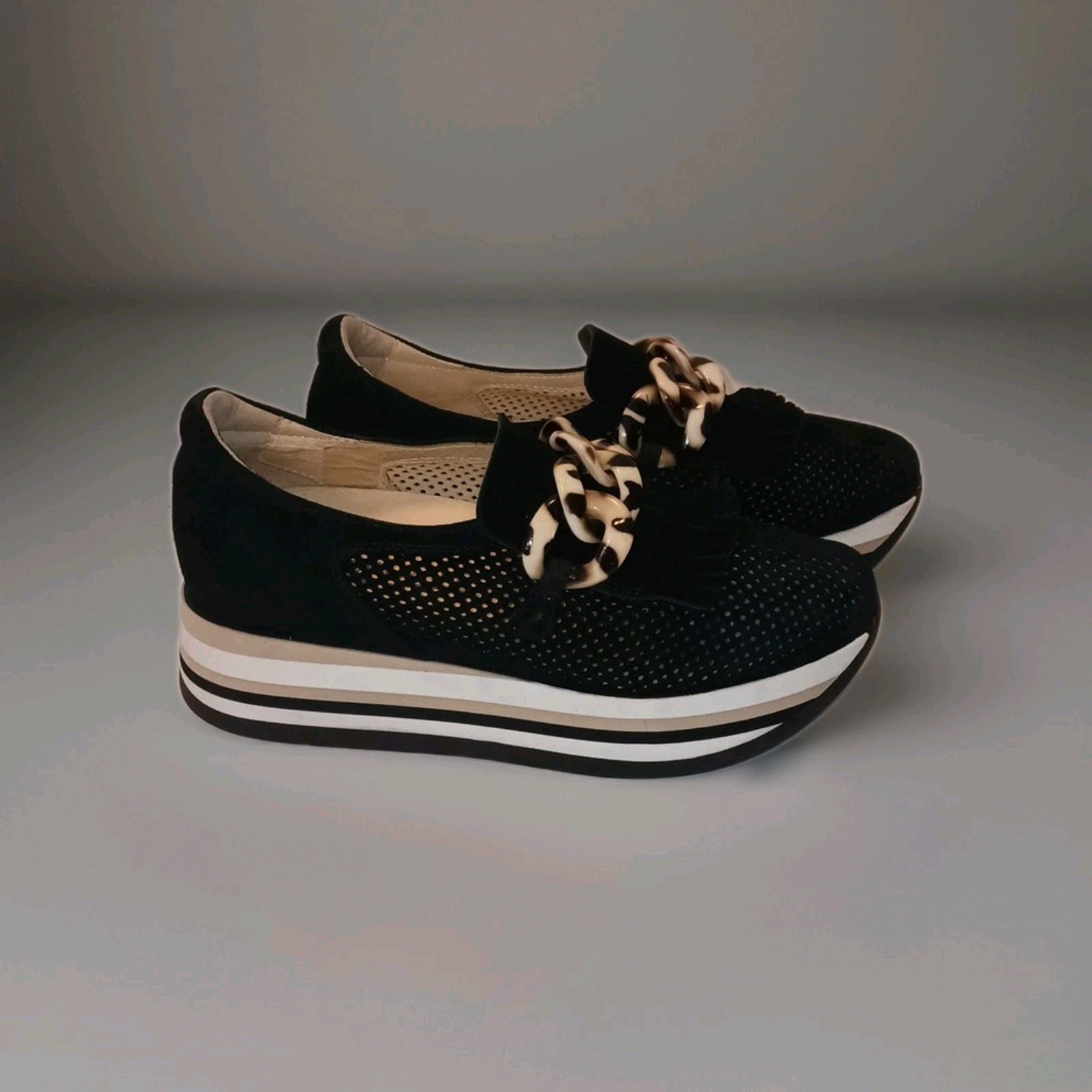 Softwaves Cadie 36 1/2 Women’s Sz 6 Shoes Black Arch Support Platform Sneakers