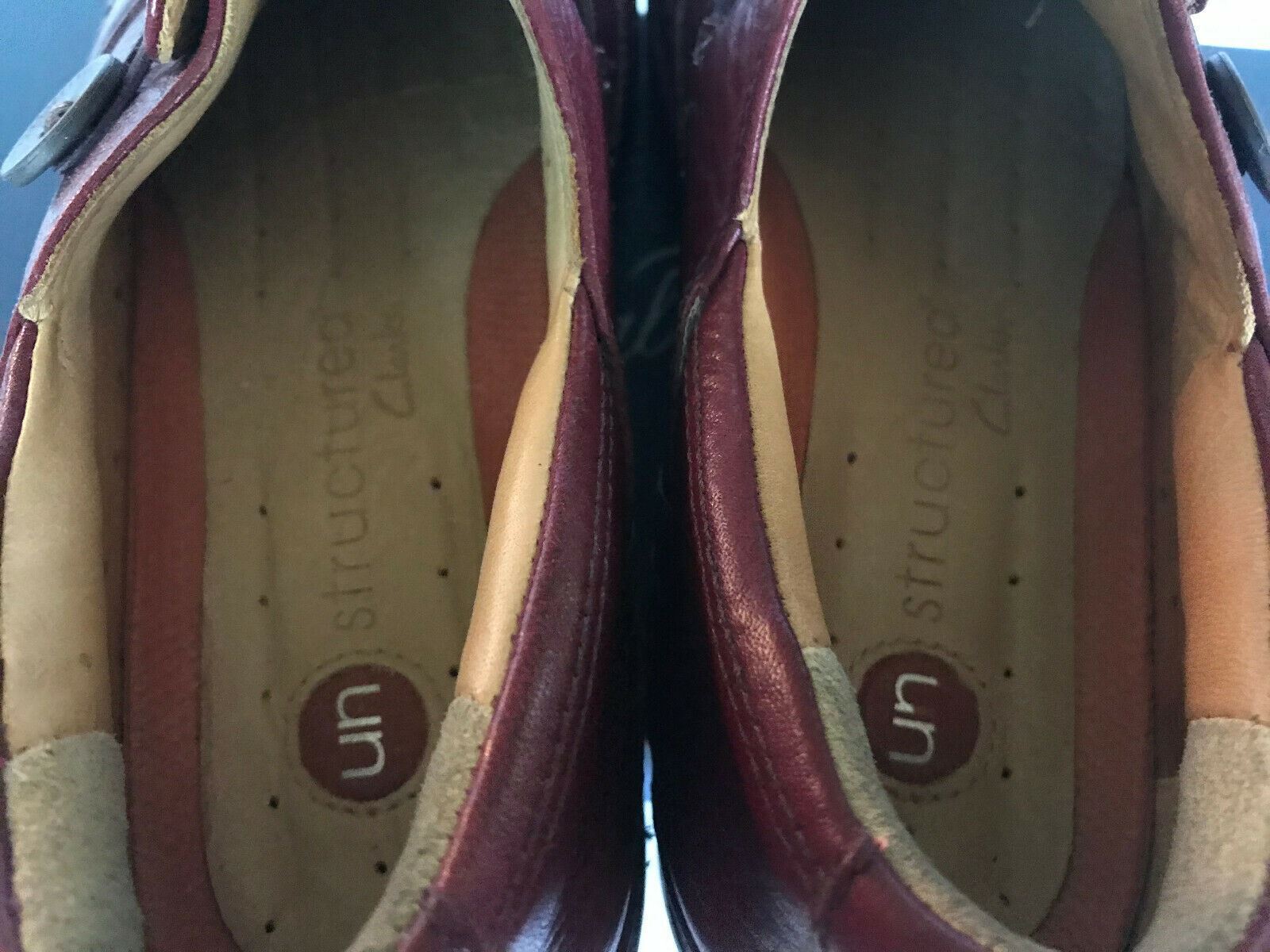 Clarks Un.Loop 86482 Red Leather Button Split Loafers Shoes Women’s US 6M