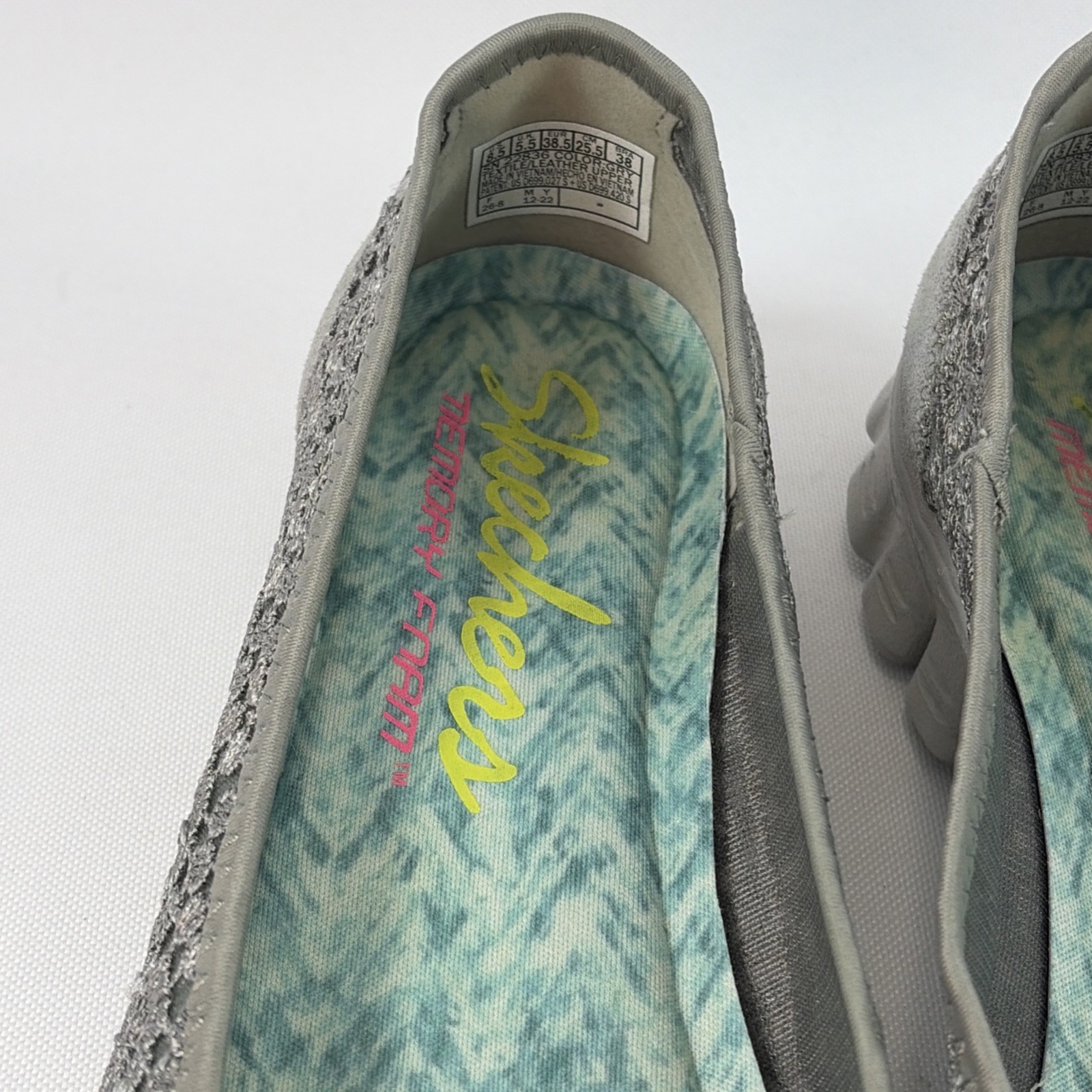Skechers EZ Flex 2 Flighty Shoes Women’s 8.5 Gray Memory Foam Ballet Flats 22836