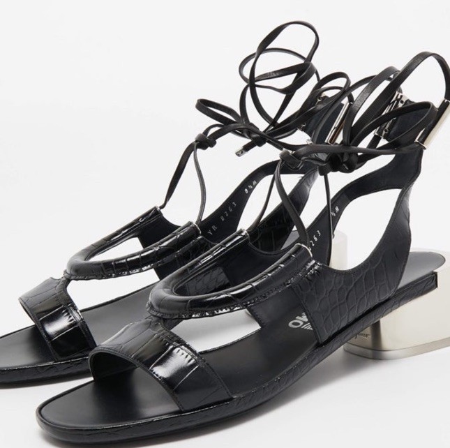 Salvatore Ferragamo Black Croc Embossed Leather Glorja Sandals 9.5 40
