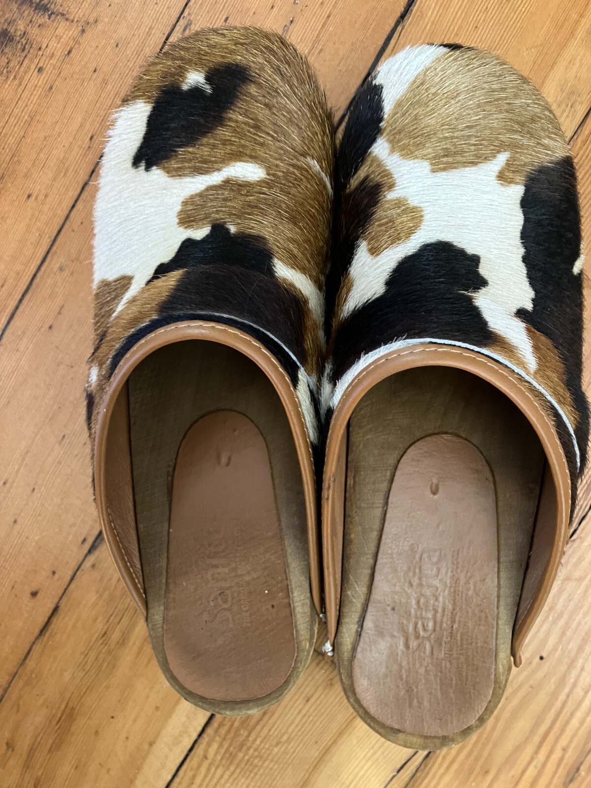 Sanita Pony Hair Camo Swedish Clog Mules 37
