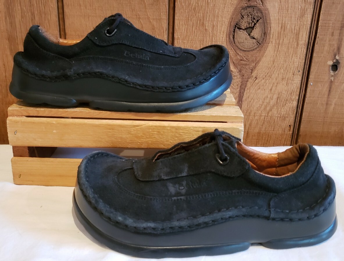 BETULA BIRKENSTOCK FUSSBETT Black Lace Suede Walking Shoe L6 M4 Women Sz 6-6.5