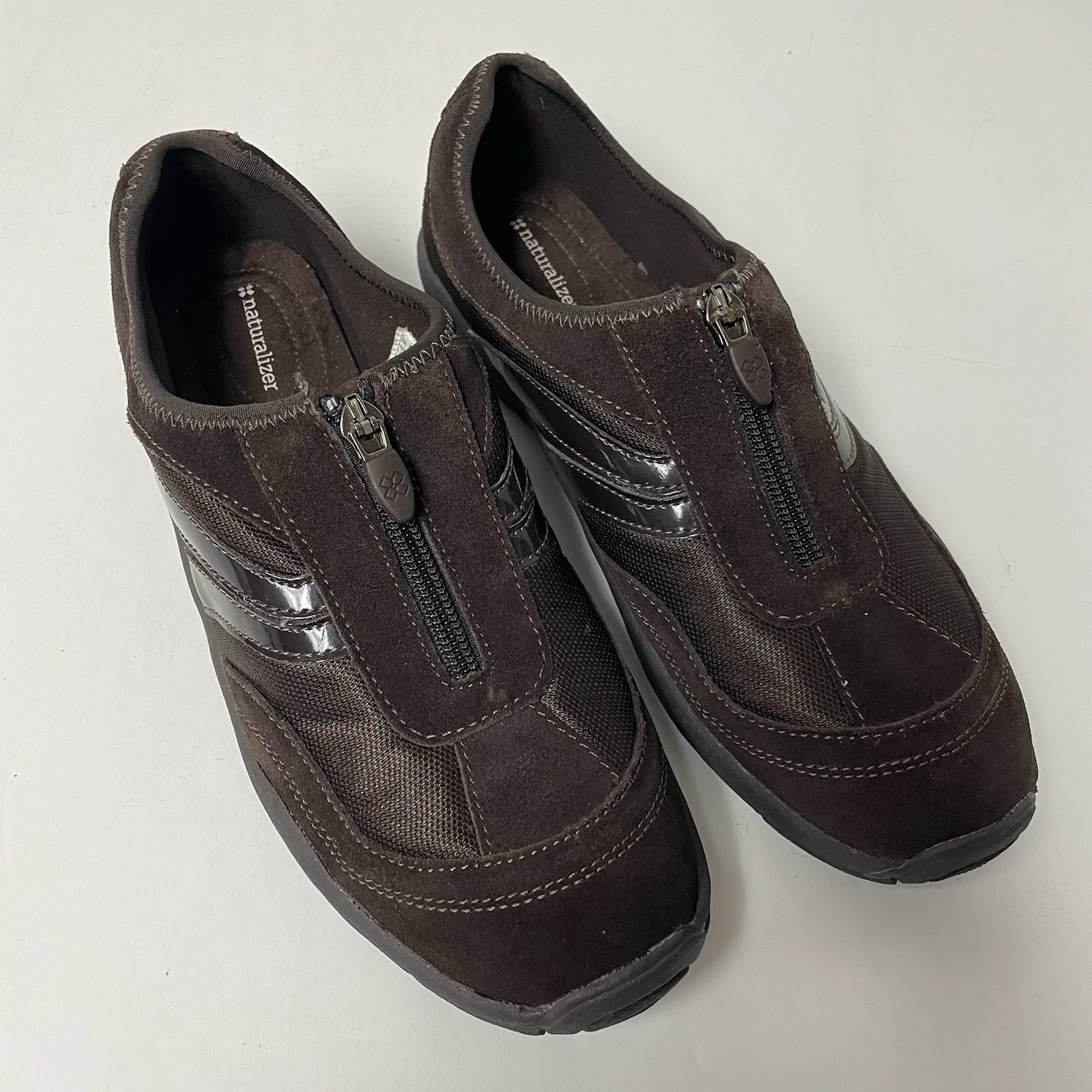 Women’s Size 8 Naturalizer Casual Shoes Brown Zip ,Leather & Man Made, EUC
