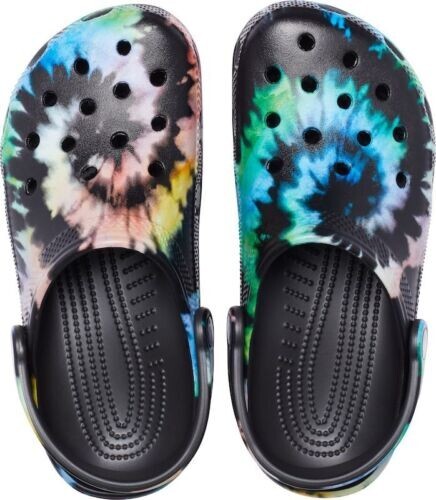Croc Unisex Classic Tie-Dye Graphic Clogs Multi Black/Black Size M8/W10 (0911)*