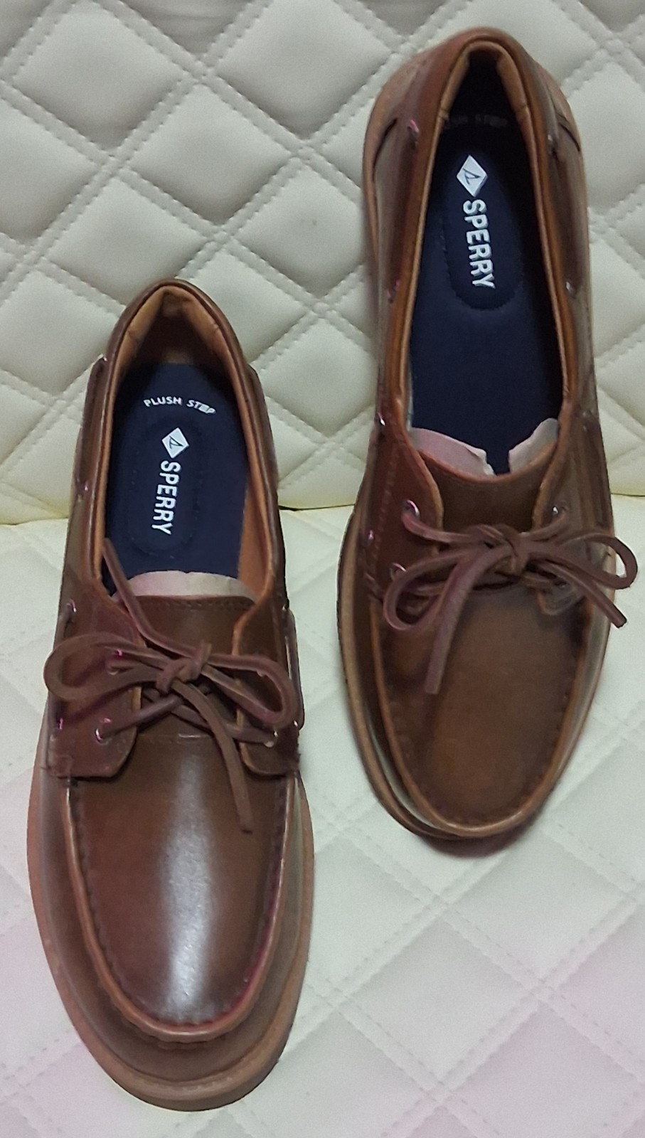 Sperry Wellsboat Plush Step Brown Leather Boat Shoes Women’s Size 9 NIB