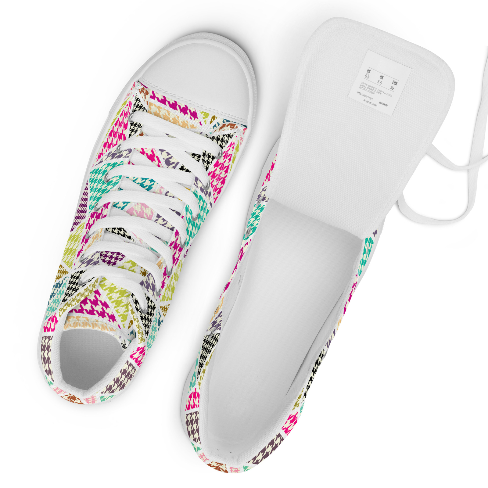 Geometric Graphic Print Women’s high top canvas shoes