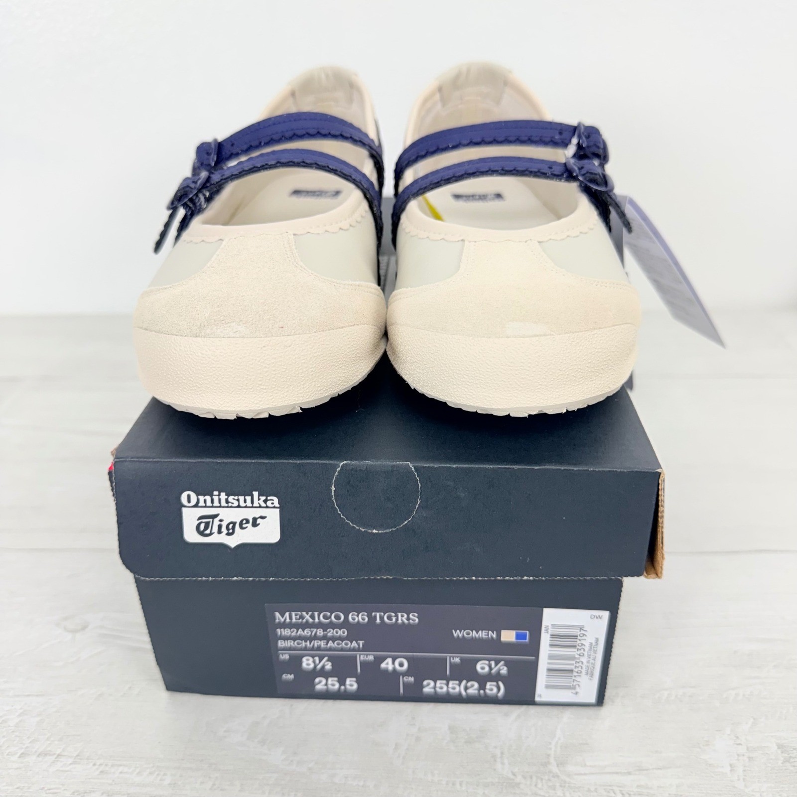 Onitsuka Tiger Mexico 66 TGRS Mary Jane Sneakers Women 8.5 Cream Navy NEW