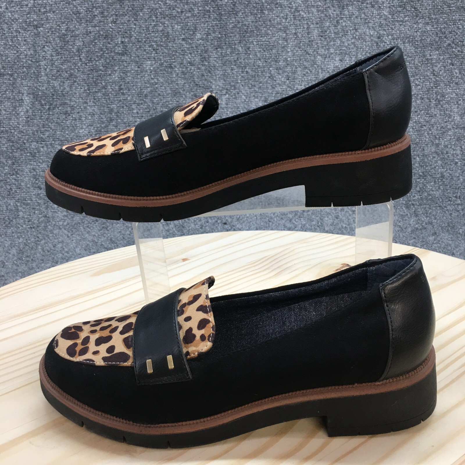 Dr Scholls Be Free Shoes Womens 7 M Grow Up Loafers Leopard Black Brown Slip On