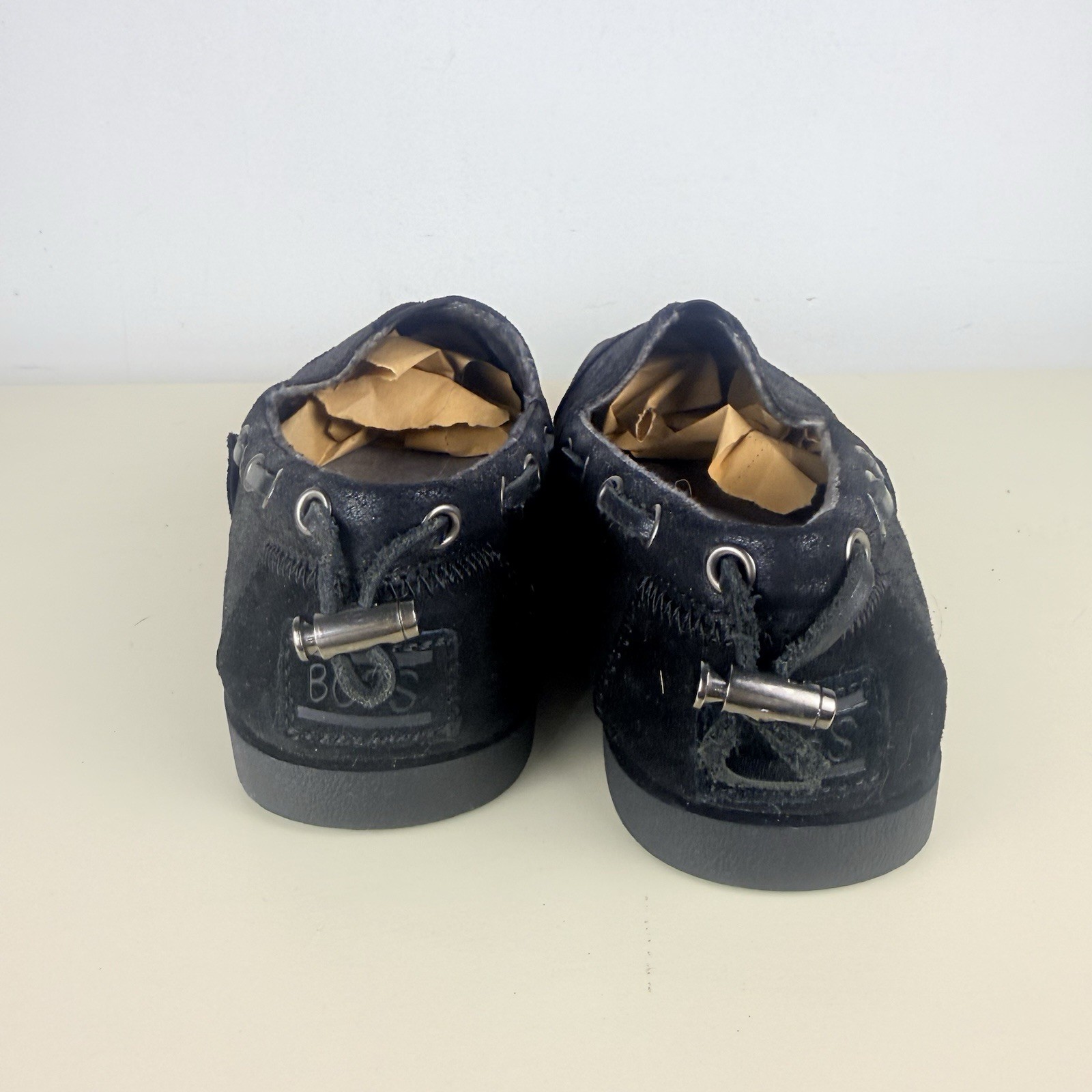 BOBs Womens Slip On Shoes Size 8 Black Drawstring Ankle Band Comfort Cap Toe