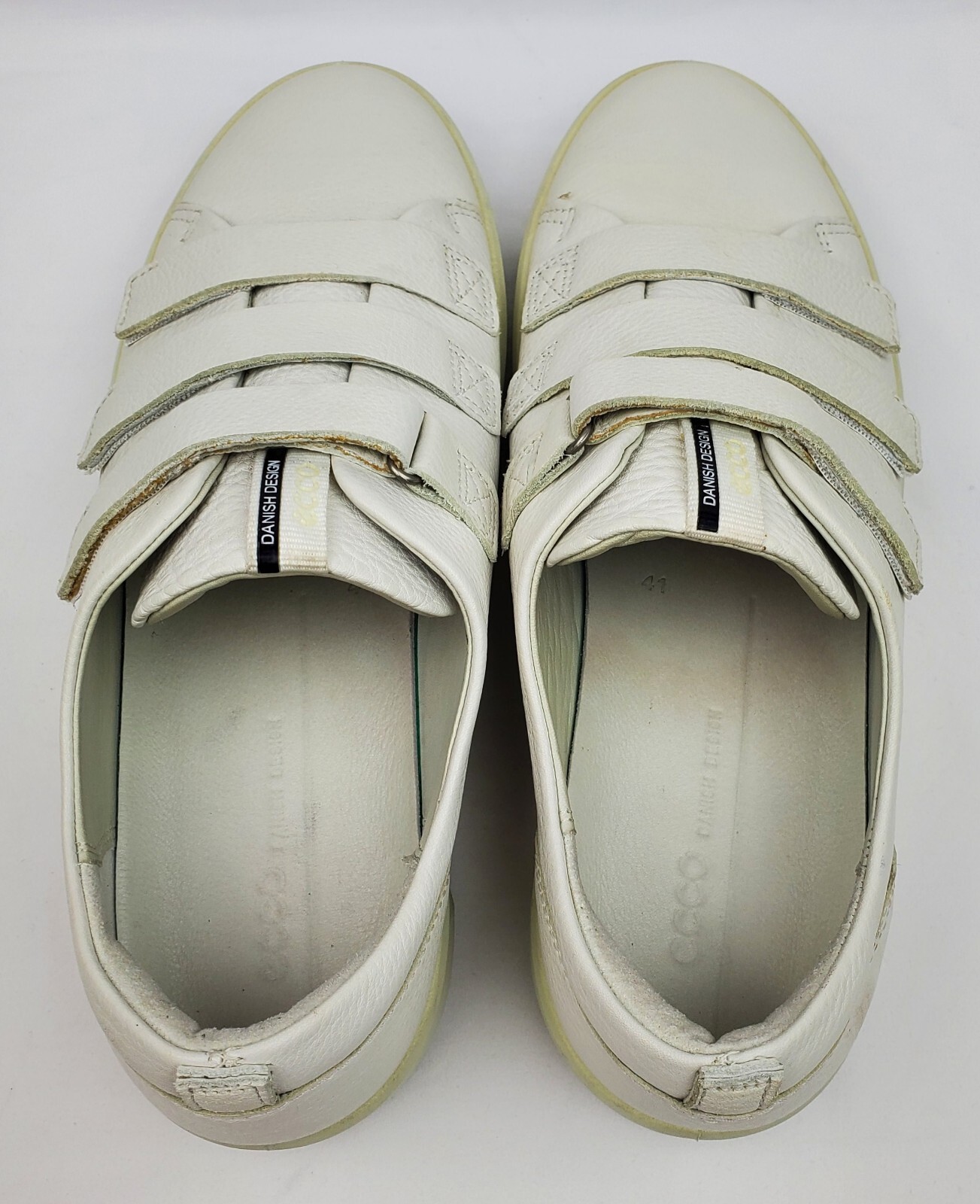 ECCO White Leather 3 Straps Rubber Shoes/Sneakers Women’s Size EU 41/US 9.5