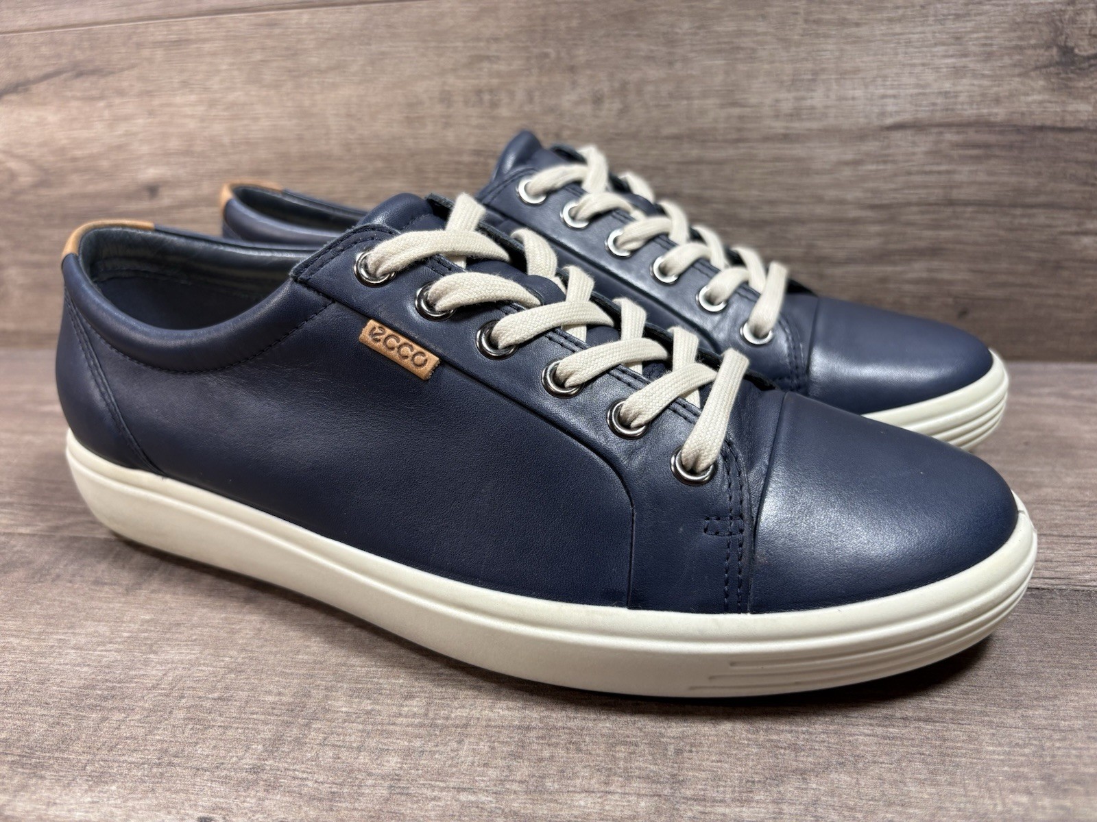 Ecco Soft 7 Walking Sneakers Shoes Blue Leather Womens Size EU 40 US 9
