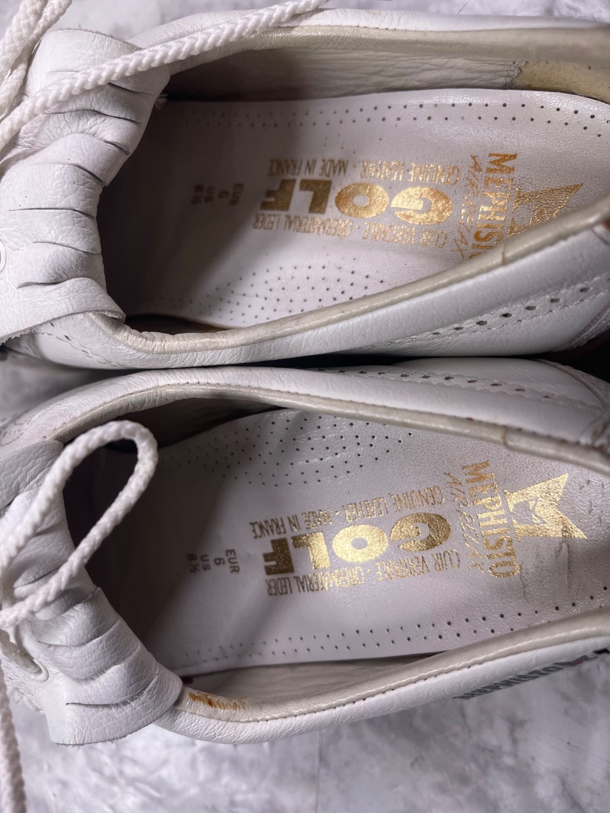 Mephisto Golf Shoes Women 8.5M Air-Relax Shoes White Leather Wingtips Kiltie