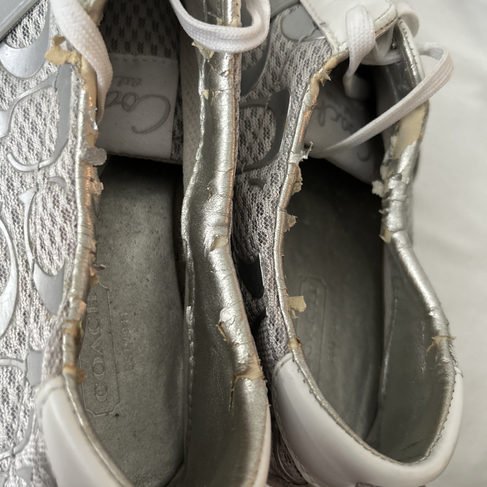 Coach VTG Y2K Women’s Baylee Signature Silver Sneakers 8.5