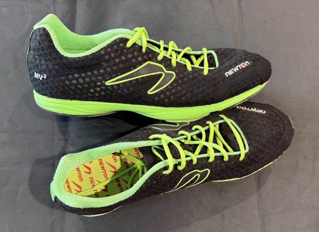 Newton MV2 Shoes Size 12.5 Athletic Running Shoes Black Green Laces