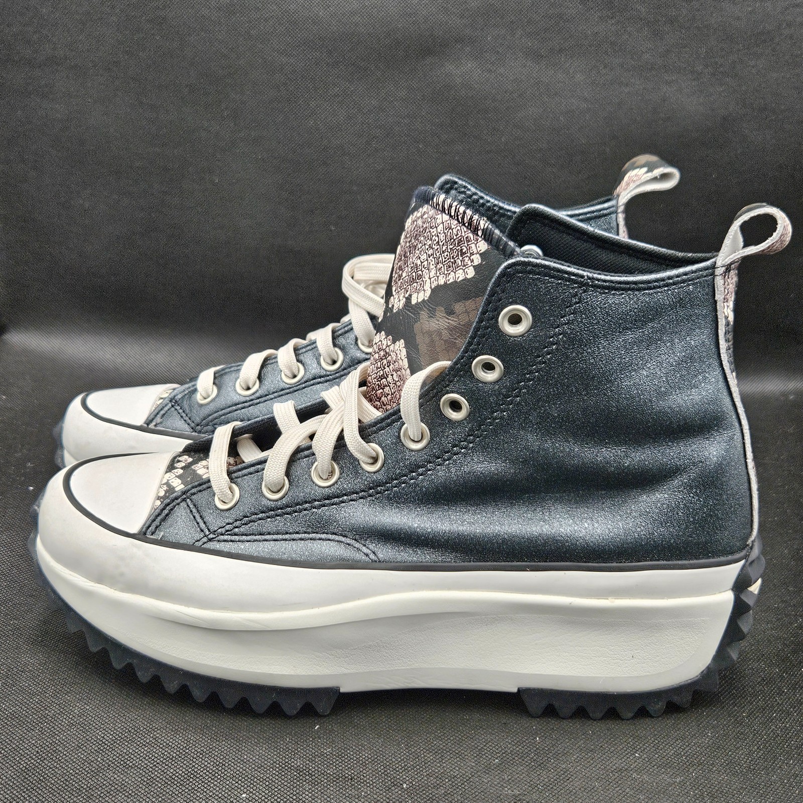 Converse Run Star Hike Leather High Top Mens 9 Womens 10.5 Snake Print Y2K