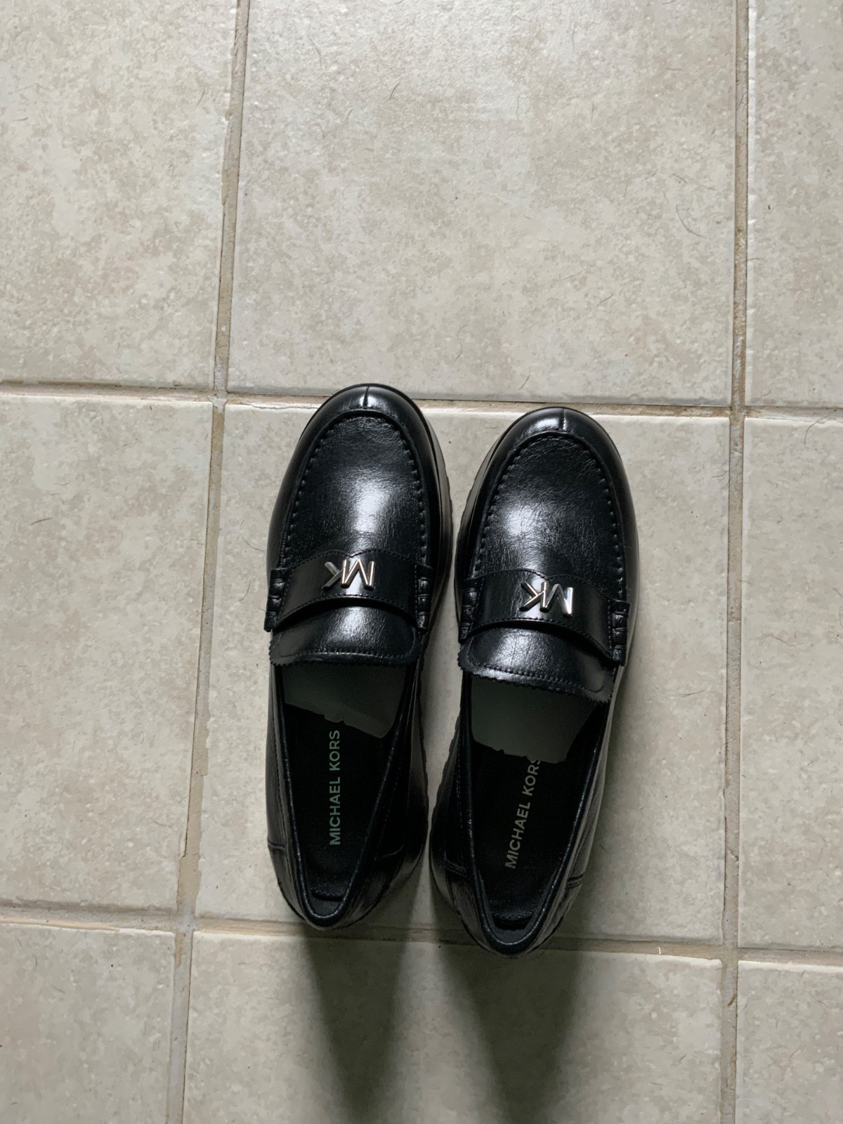 mk shoes size 9 med black indy flatform loafer leather