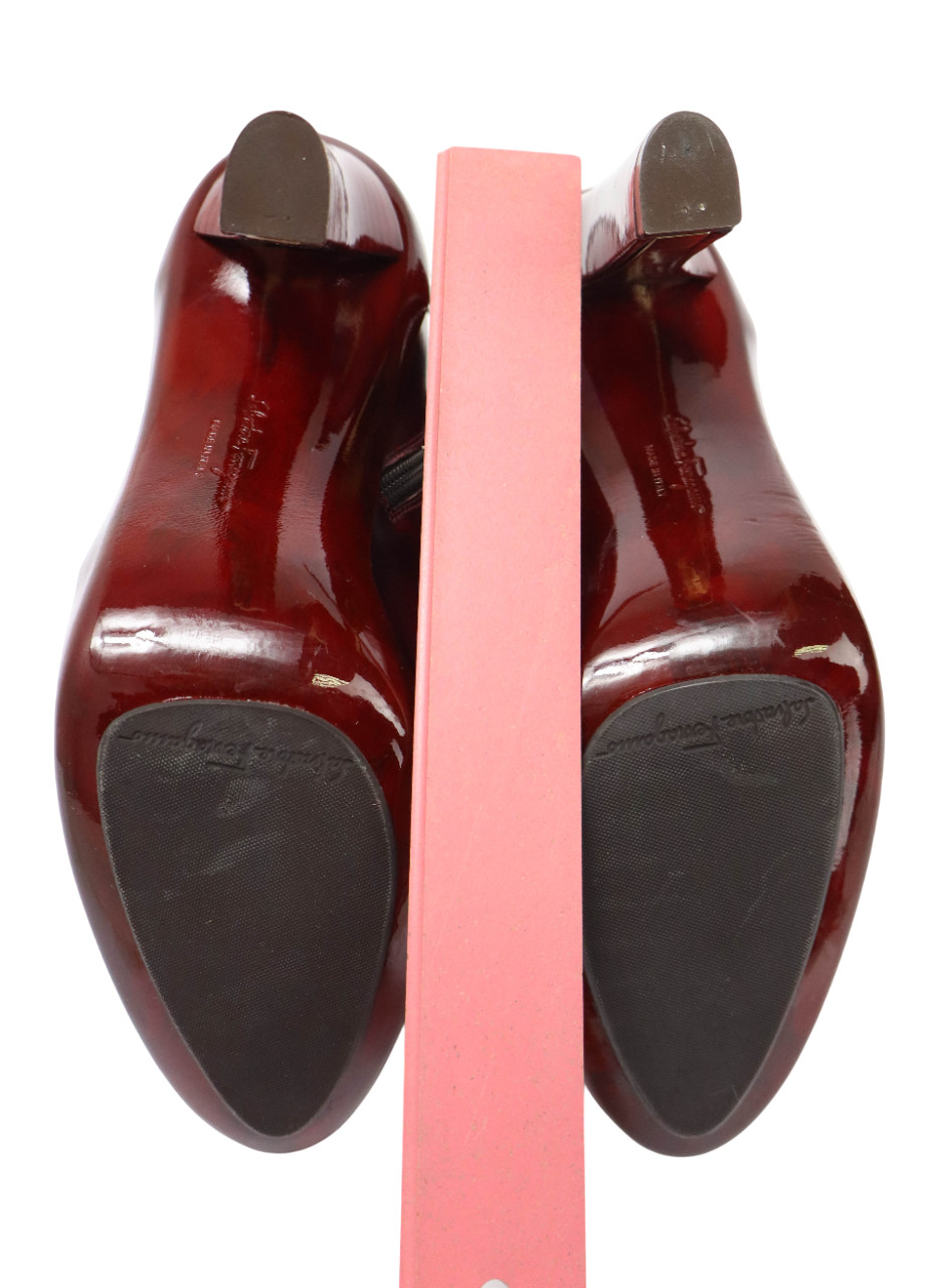 Salvatore Ferragamo Shoes Womens (UK) 4.5 Burgundy Leather Ankle High Heel