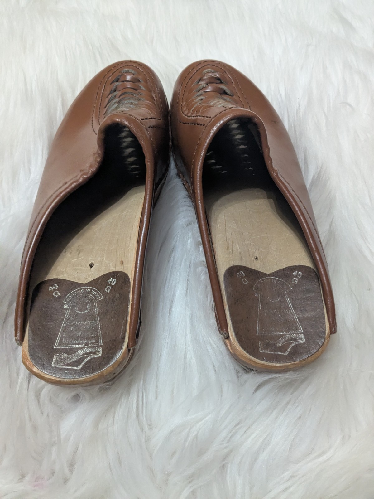 Bastad Troentorp Vtg Wright Shoes 39, 40, 8.5, 9 Braided Leather Clogs Swedish