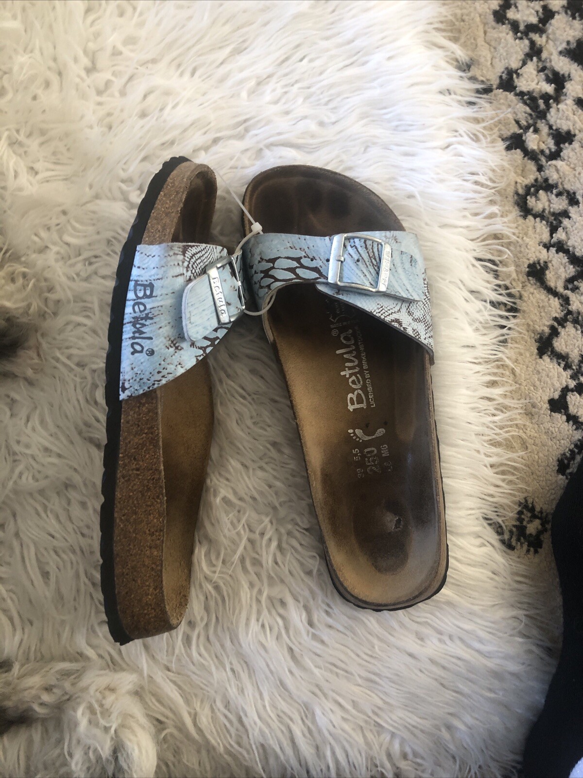 Betula by Birkenstock Blue Printed Slip on Sandals Ladies 8 Men’s 6