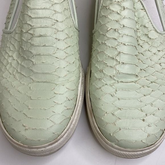 Zara Woman Textured Slip-On Sneakers In Pastel Green Size 40