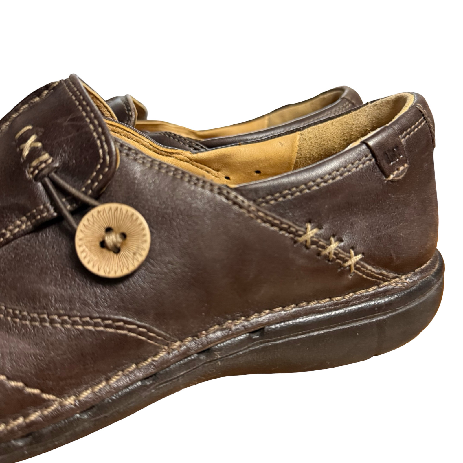 Clarks Un Loop Unstructured Dark Brown Leather Loafers Slip On Comfort Shoes 8 W