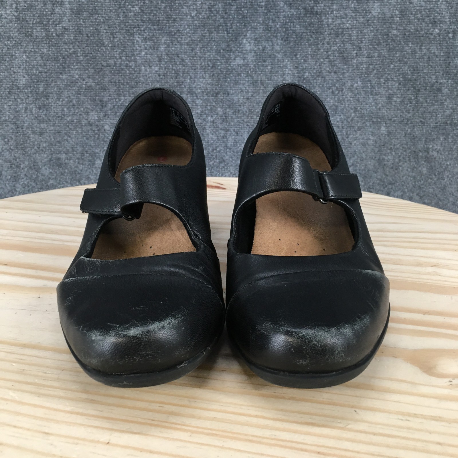 Unstructured By Clarks Shoes Womens 8.5 Wide Mary Jane Black Almond Toe Block