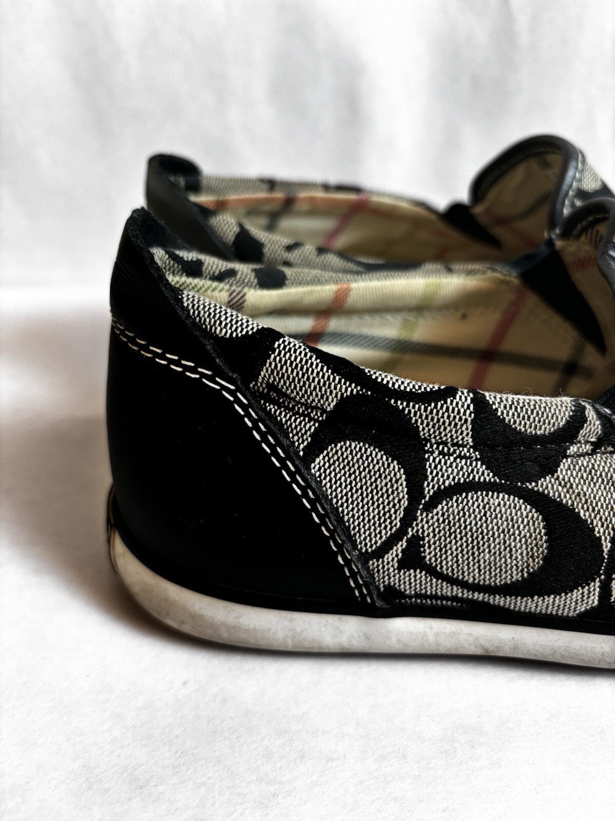 Coach Signature Shoes Womens 7 Brown Sneakers Monogram Beale Slip On Canvas