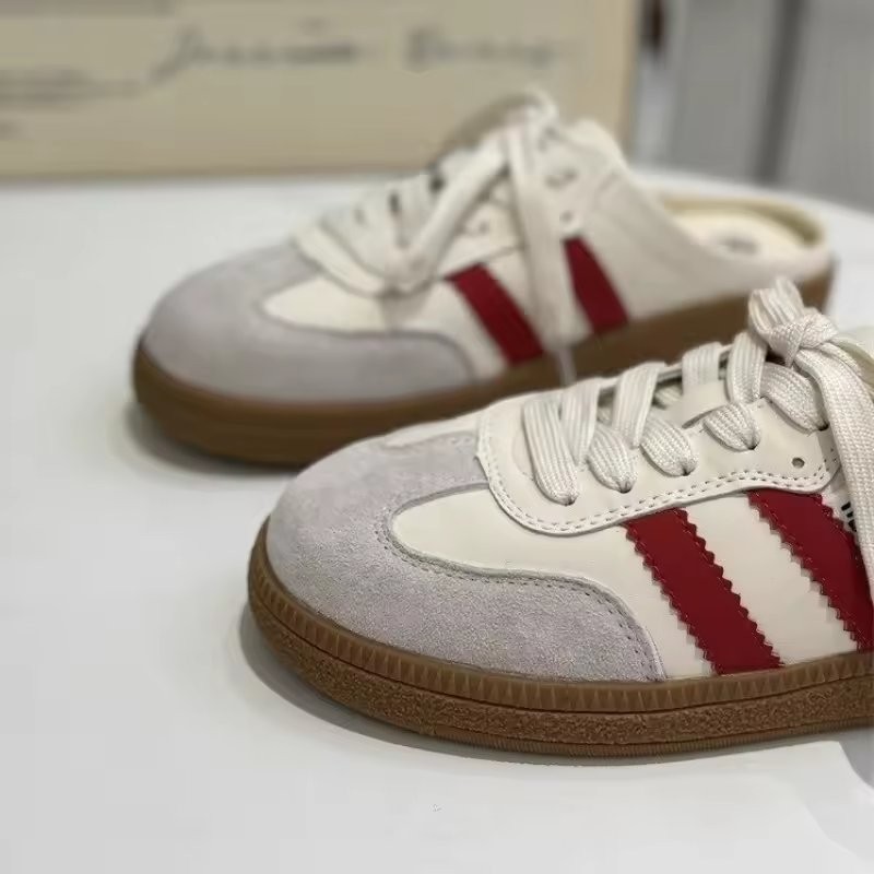 Womens Retro Slip On Sneakers Backless Mules Platform Casual Walking Shoes Red