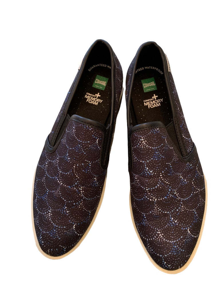 8M Cougar Women’s Slip On Memory Foam Waterproof Sneakers “Lula” Blue Black