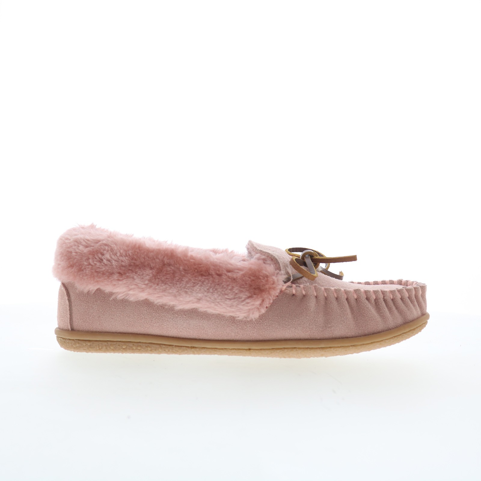 Minnetonka Camp Collar Moc 40798 Womens Pink Suede Moccasin Slippers Shoes 8